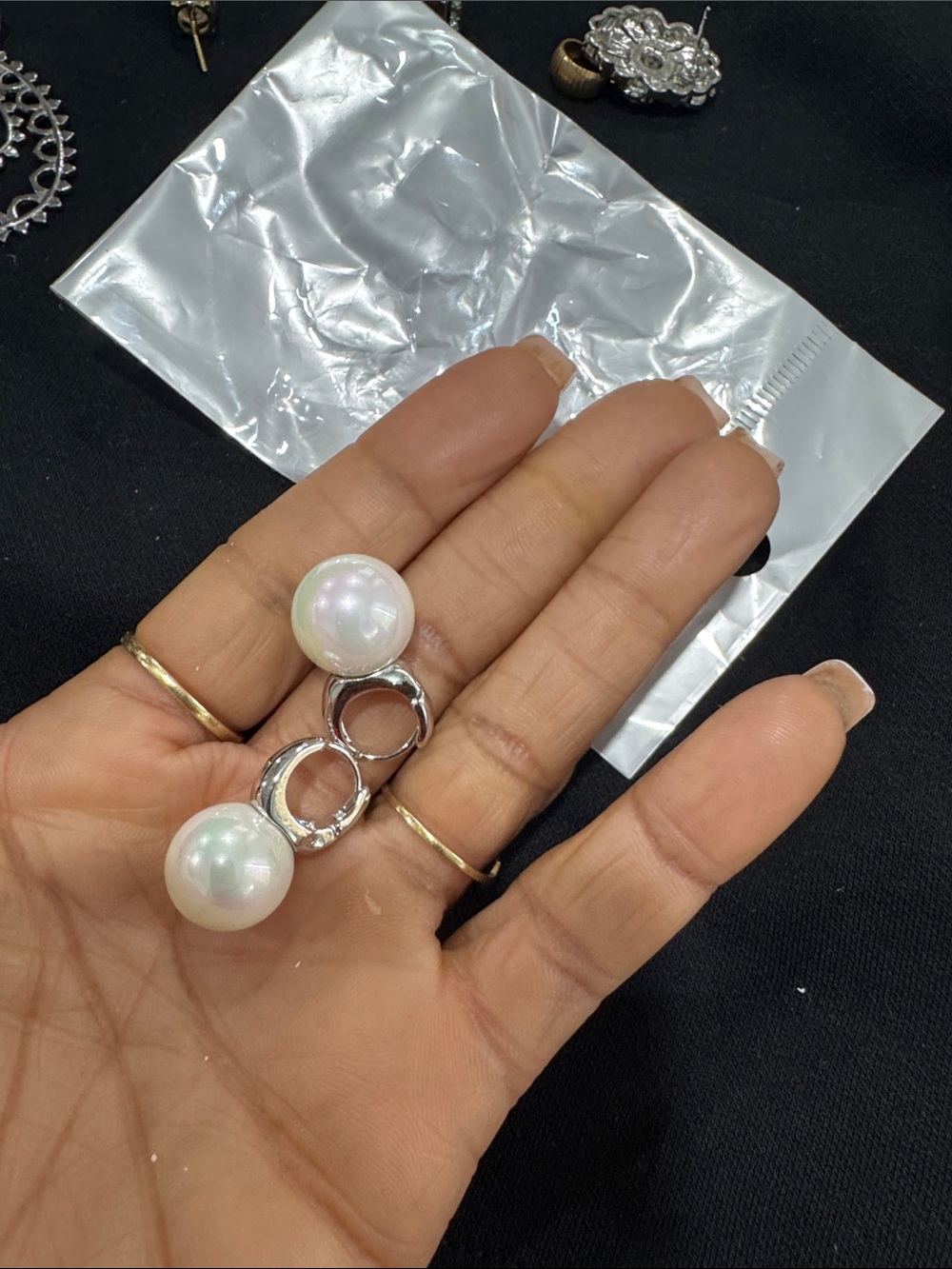 Pearl Drop Silver-Tone Earrings - White Pearl